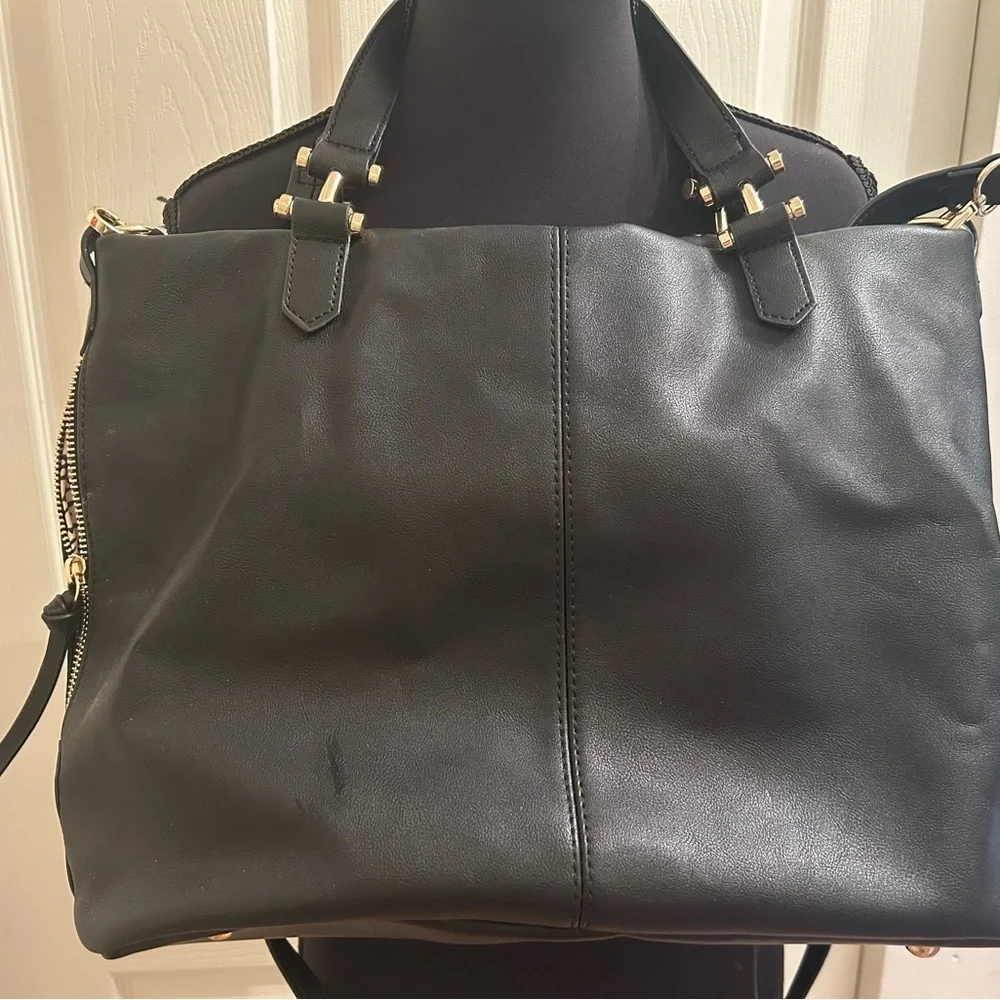 INC International Concepts Black Shoulder Bag with Gold Accents